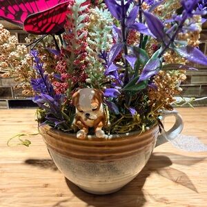 Elegant Faux Floral Arrangement in Ceramic Mug